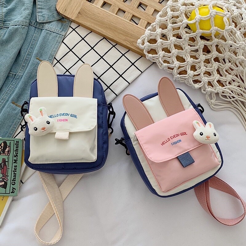 Túi tote đeo chéo mini Tai thỏ HELLO EVERY GIRL FASHION vải bóng mềm mịn cá tính giá rẻ mã TOTE1