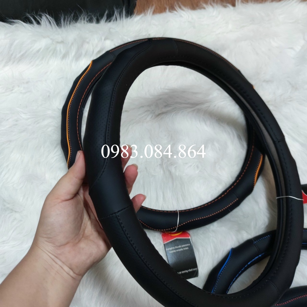 Bọc vô lăng ô tô 104 - bọc vô lăng da cao cấp kẻ viền nhiều màu bao ôm bao khít vô lăng size 38