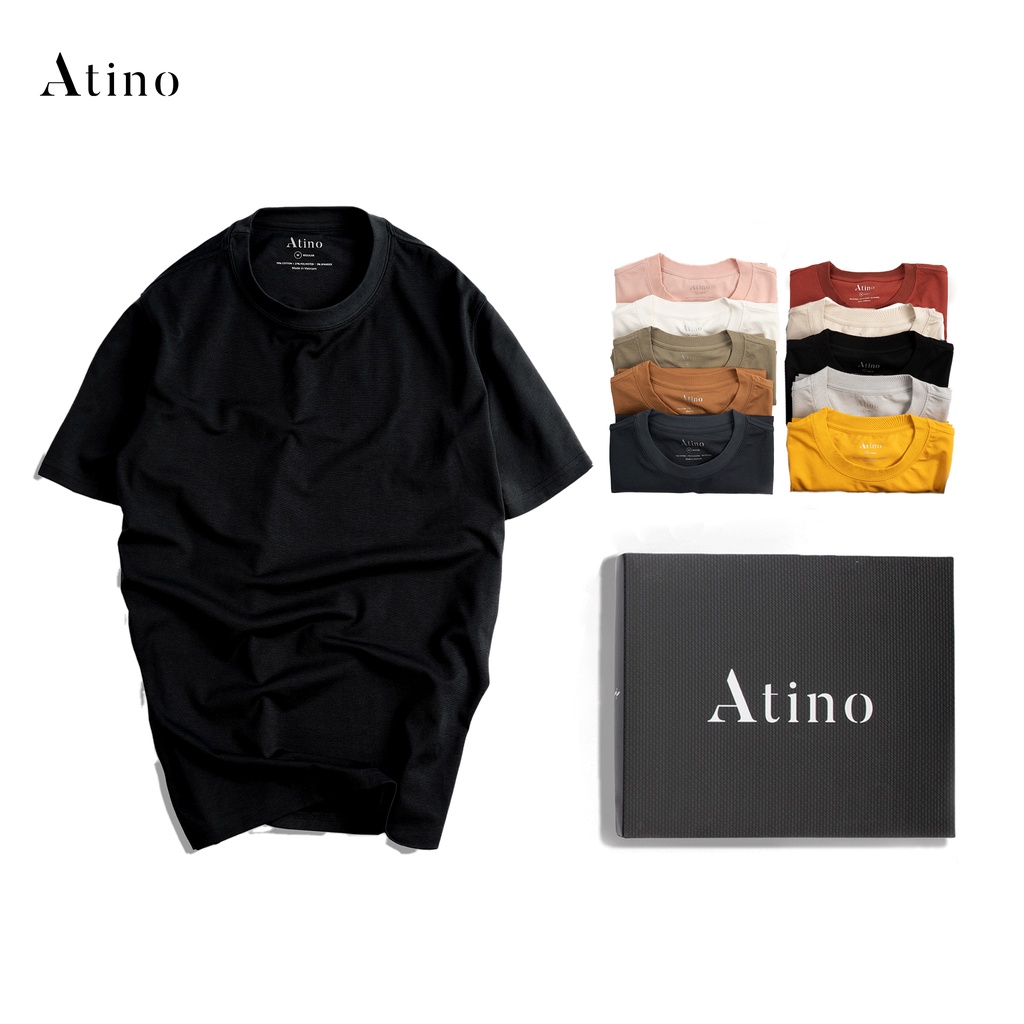 Áo Thun Nam cổ tròn ATINO vải Cotton cao cấp co giãn thoáng mát trẻ trung form regular ATP3101 Ghi