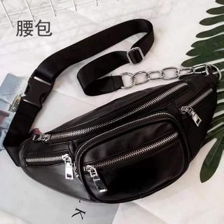 Túi da đen đeo ngực bụng QC