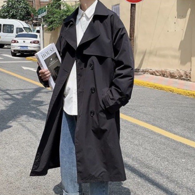 Áo măng tô thời trang 2 màu đen - be size M - 5XL
