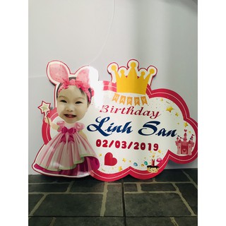 Biển tên sinh nhật bé kèm chibi