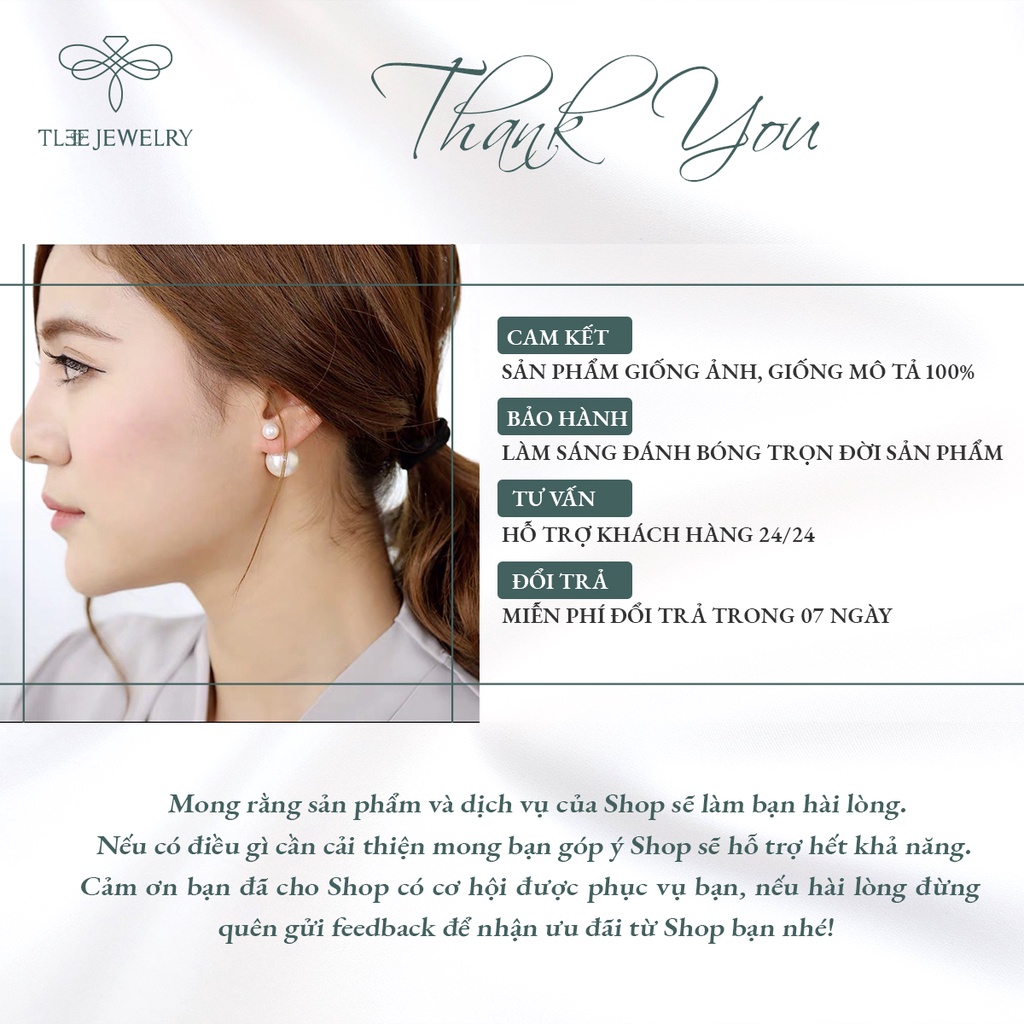 Khuyên tai bạc nữ TLEE hạt trai tròn sang trọng NCJ B0186