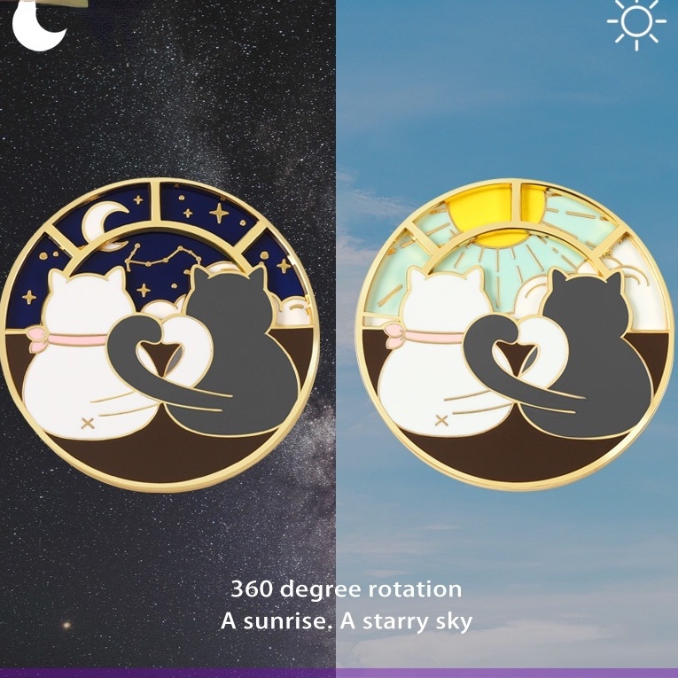 Ghim Cài Áo Hình La Bàn Và Bầu Trời Đầy Sao Tráng Men Xoay Được Có Thể Thay Đổi Tình Bạn