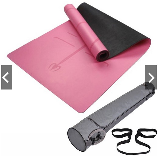 Thảm Tập Yoga Định Tuyến 5mm Cao Su PU Cao Cấp+ Túi Đựng + Dây Buộc