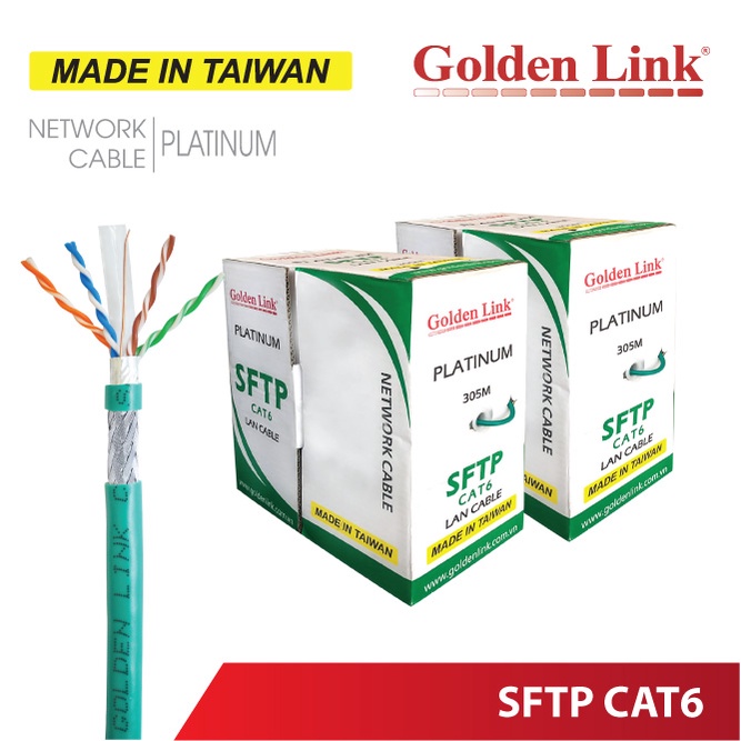 Cáp Mạng Golden Link Platinum CAT6E SFTP 100/305m  - Hàng Chính Hãng - Bảo hành 1 tháng