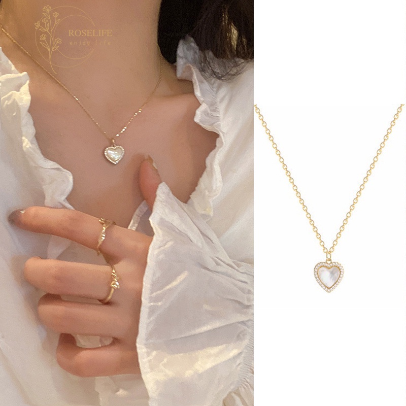 Vòng cổ Mặt Đá Opal Hình Trái Tim Đơn Giản Cho Nữ