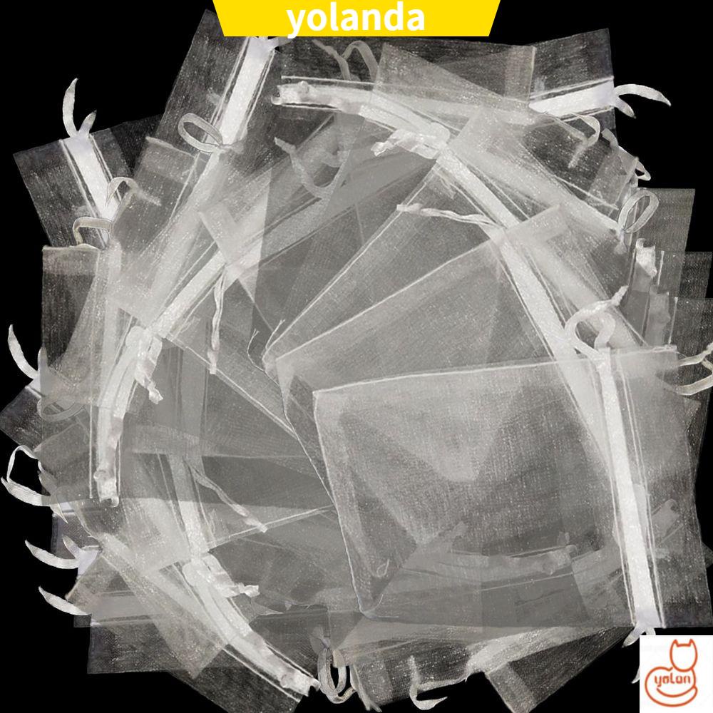 Set 50 túi lưới dây rút màu trắng dùng đựng quà giáng sinh/ trang sức