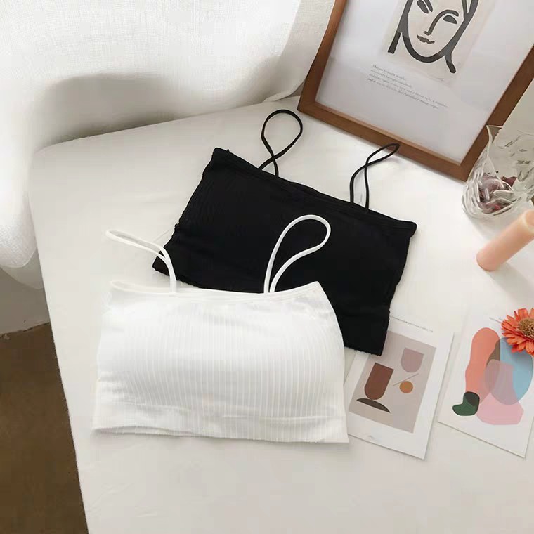 Áo bra 2 dây gân - Áo ngực học sinh dáng croptop