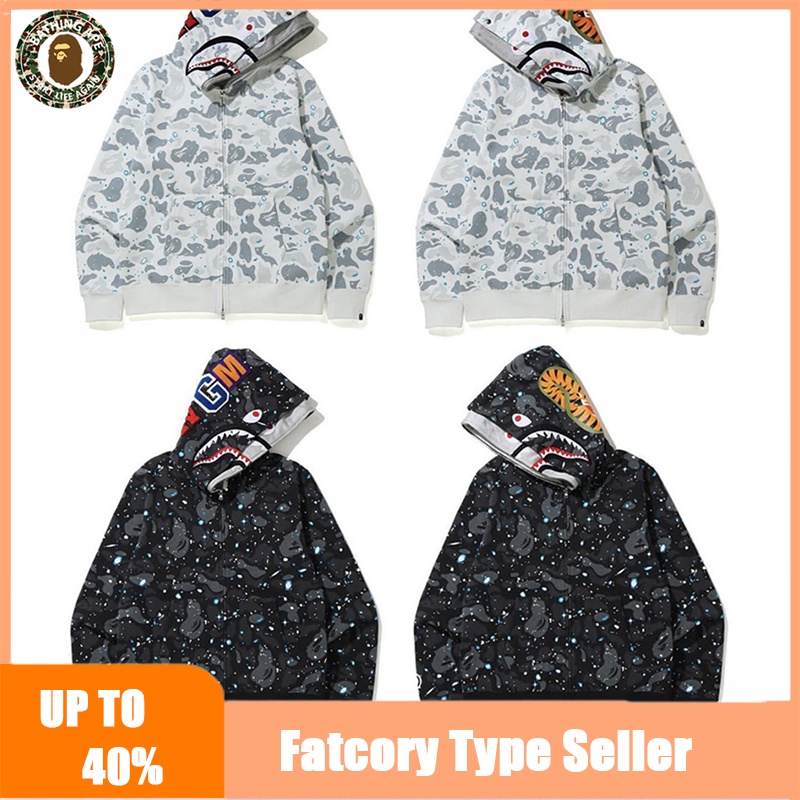 Áo Khoác Dây Kéo Bape Hình Cá Mập Thời Trang Đường Phố Cá Tính