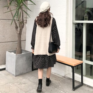 (ORDER) Set váy chấm bi + áo gile