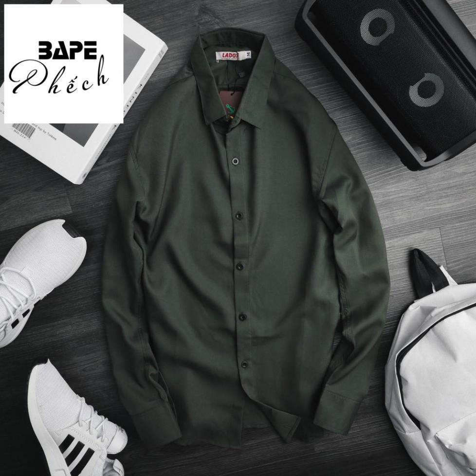 Áo sơ mi trơn big size BAPE PHẾCH-523D, form body, chất lụa chống nhăn | BigBuy360 - bigbuy360.vn