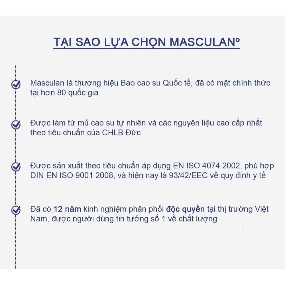 Bao cao su siêu mỏng Masculan Pur Superfine Chân thật, nhiều Gel bôi trơn - Hộp 10 cái