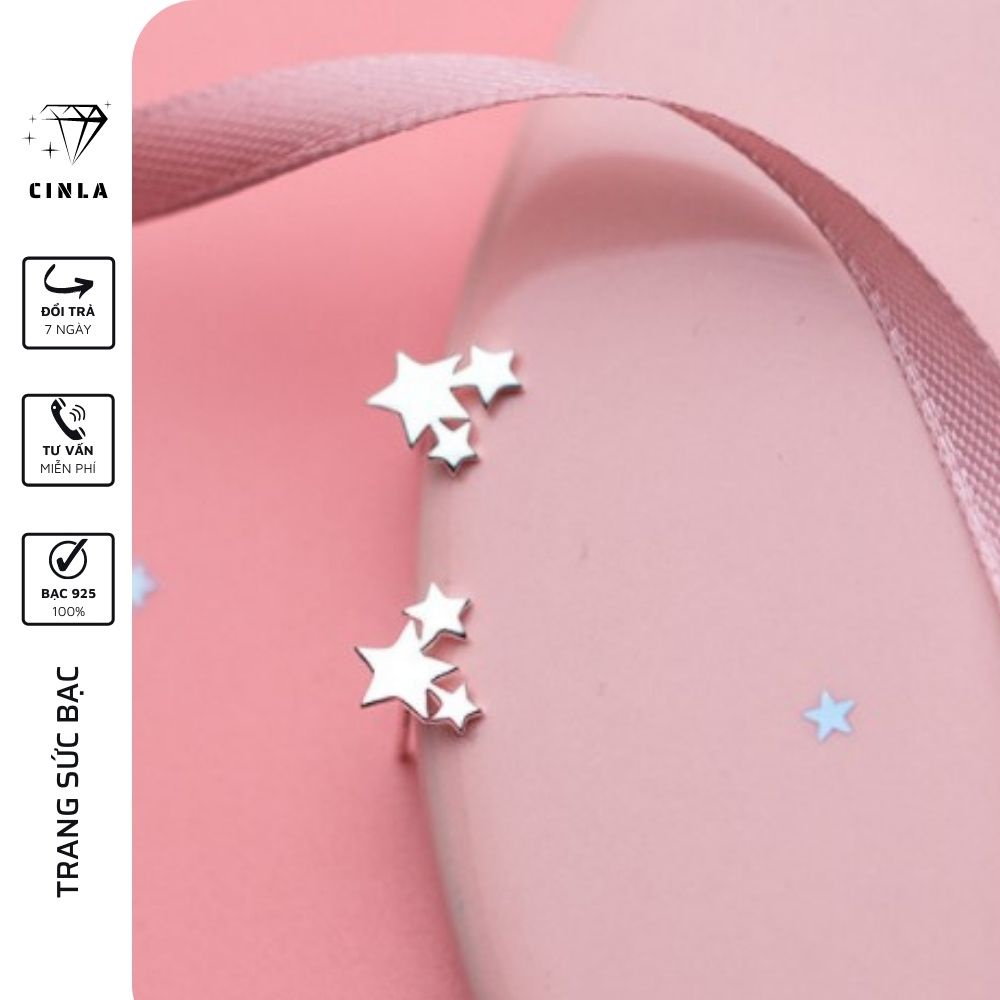 Bông tai khuyên tai mạ bạc 925 cao cấp không gỉ hình ngội sao trang sức bạc CINLA KT015