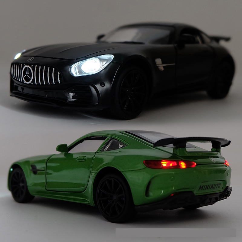 Mô hình tĩnh hợp kim Mercedes AMG GTR tỉ lệ 1:32 hãng Miniauto mở được 2 cánh cửa,cốp sau,nắp capo, có đế nhựa trưng bày