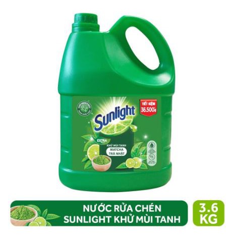 Nước rửa chén Sunlight Matcha Trà Nhật chai 3.6kg (MỚI)