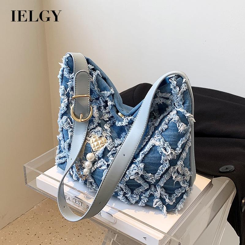 Túi Đeo Chéo Bằng polyester Đính Kim Cương Sức Chứa Lớn Màu Xanh Dương Cho Nữ