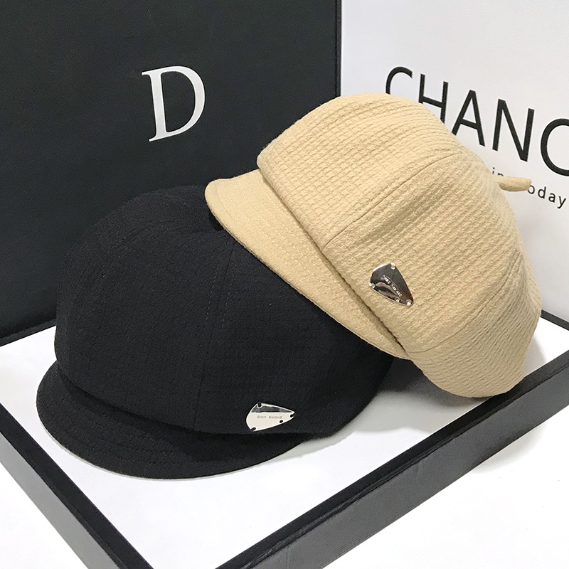 Mũ Beret Vành Ngắn Màu Đen Phong Cách Anh Quốc Thời Trang Mùa Thu Cho Nữ