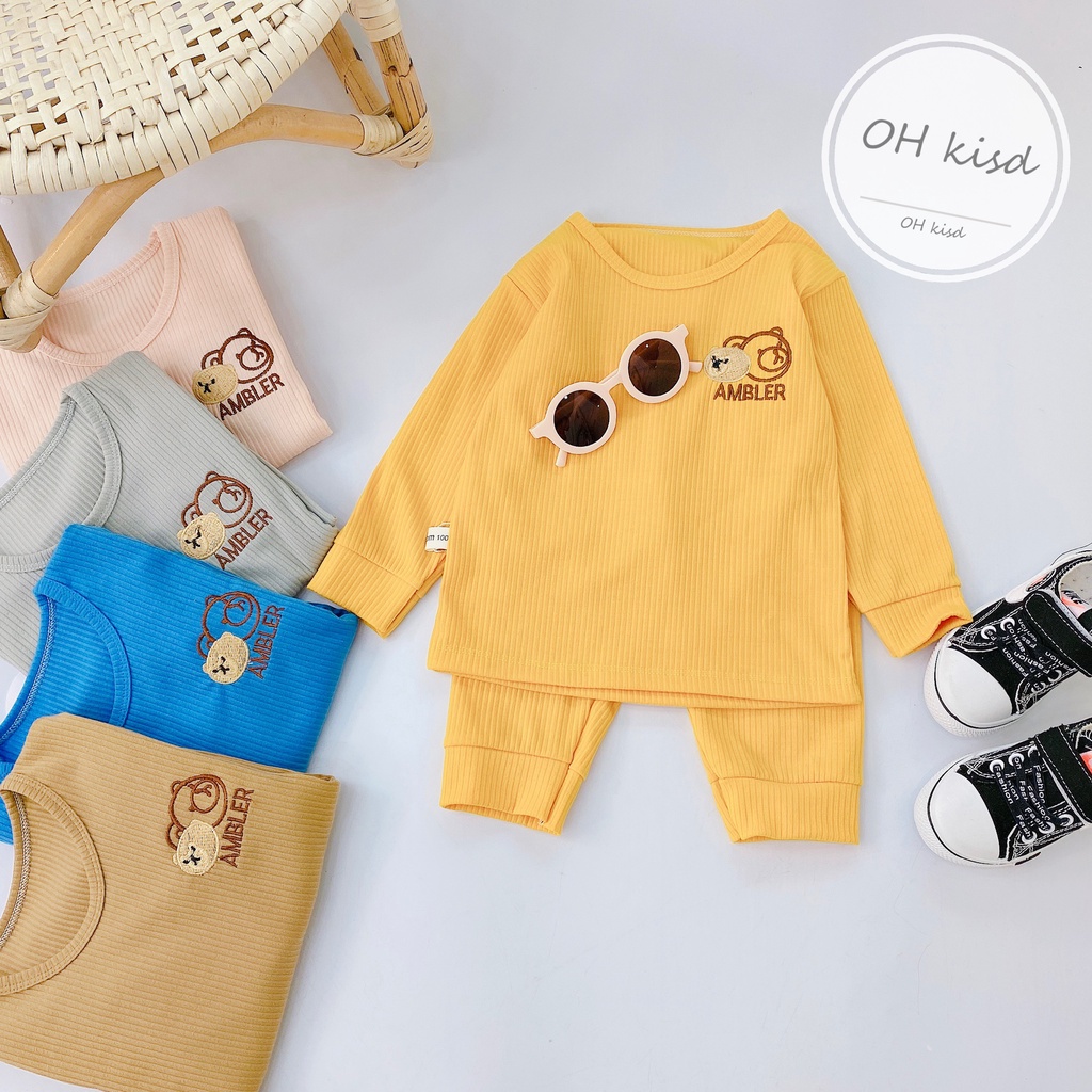 Bộ Dài Tay Gân Tăm Lạnh cho Bé Trai, Bé Gái Từ 6-17kg