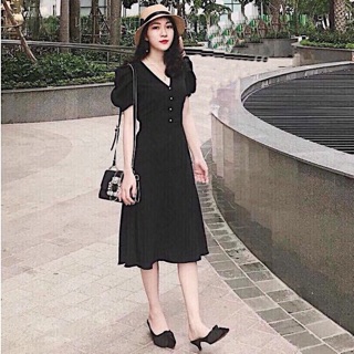 Đầm công sở đen basic form nhỏ (kèm hình thật)