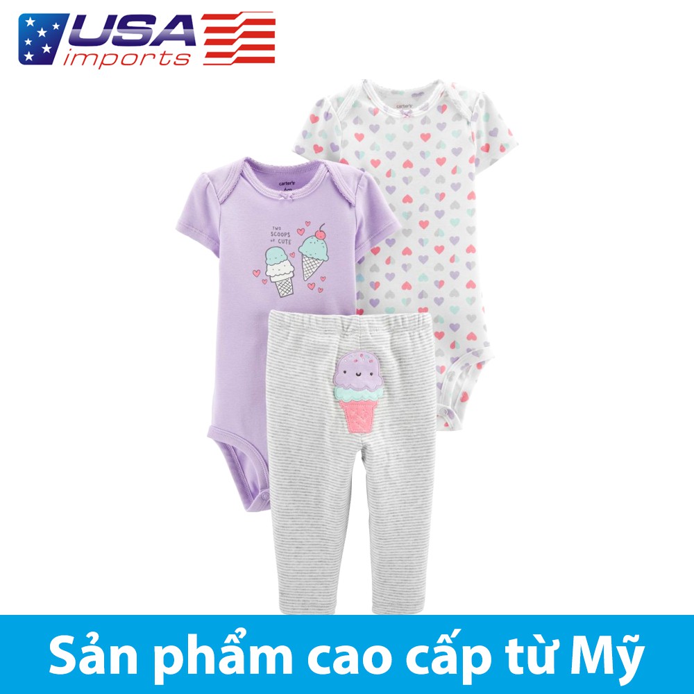 Set 3 bodysuit kèm quần Car-tờ Auth Từ Mỹ (16627710)