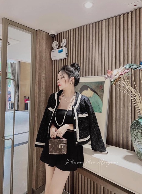 HÀNG 2 LỚP Áo Dạ TWEED Viền Ngọc Tay Dài, Áo Khoác Nữ Cao Cấp