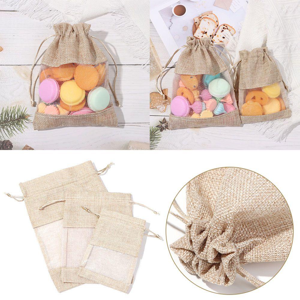 UUMIR Bộ 5 Túi Đựng Trang Sức / Kẹo Bằng Vải Bố Có Dây Rút Tiện Dụng