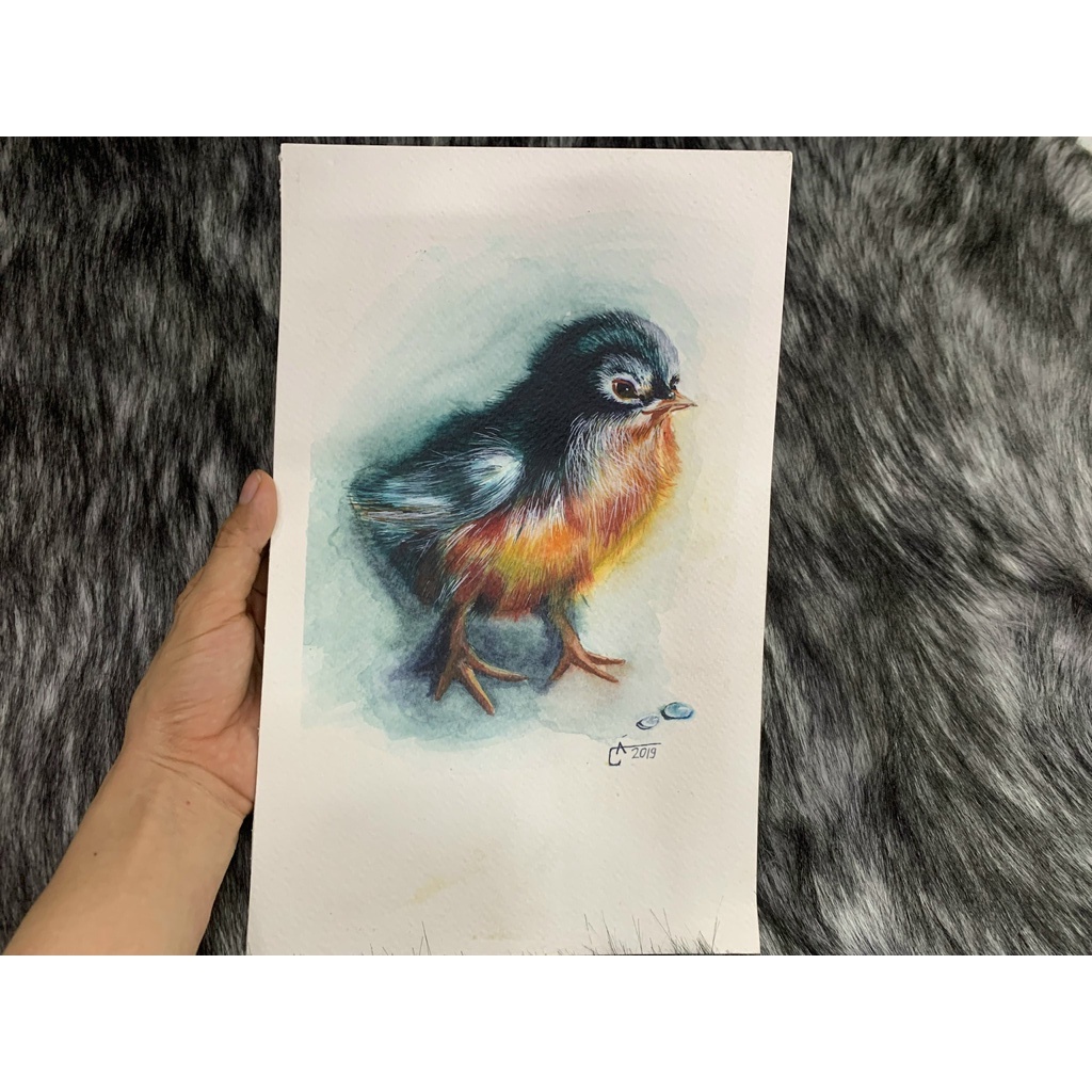 Tranh màu nước thú cưng-vẽ theo yêu cầu