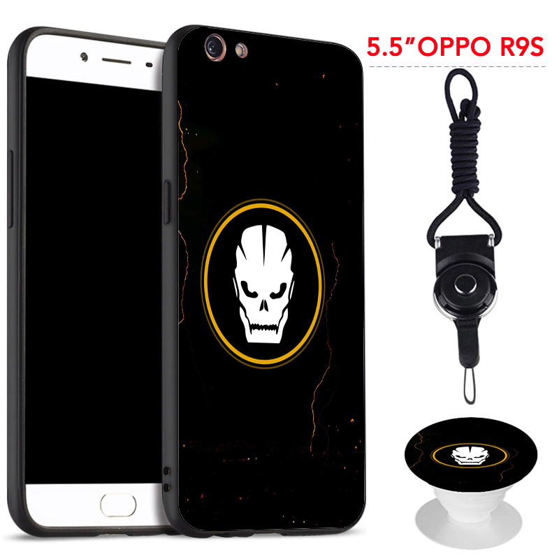 Ốp Điện Thoại Silicon 5.5 Oppo R9S Màu Đen Có Dây Đeo Và Giá Đỡ | BigBuy360 - bigbuy360.vn