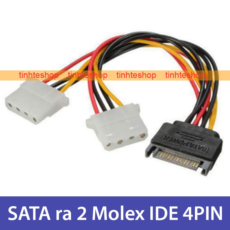 Cáp chia nguồn SATA ra 2 Molex IDE 4PIN cho HDD/DVD 20Cm