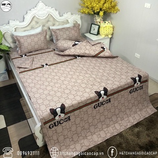 Chăn hè ga gối poly cotton mẫu gucci