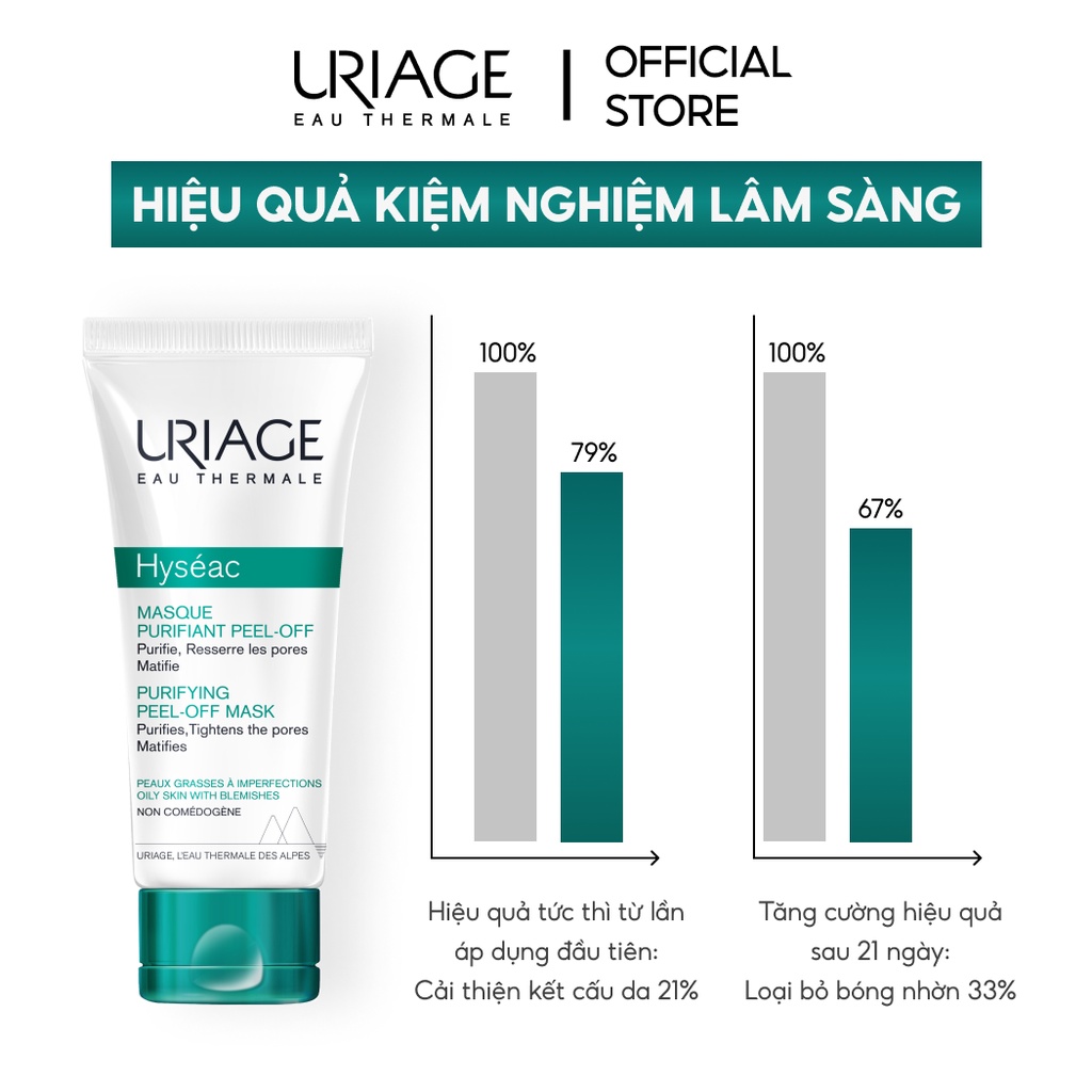 Mặt nạ lột se khít lỗ chân lông, giảm thâm cho da dầu, mụn URIAGE HYSÉAC MASQUE PURIFIANT PEEL-OFF 40ml