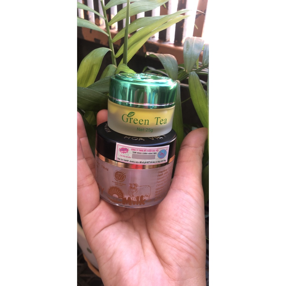 BỘ  KEM NGÀY VÀ ĐÊM HOA VIỆT VICTORY TRẮNG DA + KEM GREEN TEA 25G