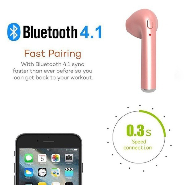 Tai nghe không dây V4.1 Tai nghe Bluetooth I7 Tai nghe thể thao tàng hình Tai nghe móc tai có mic