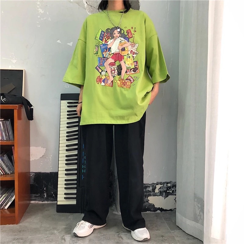 Áo Thun Nam Nữ, Áo Phông Ngắn Tay Màu Xanh Trắng Phom Rộng Cổ Tròn Ulzzang Đi Học Đi Chơi Năng Động Cá Tính Hot Trend