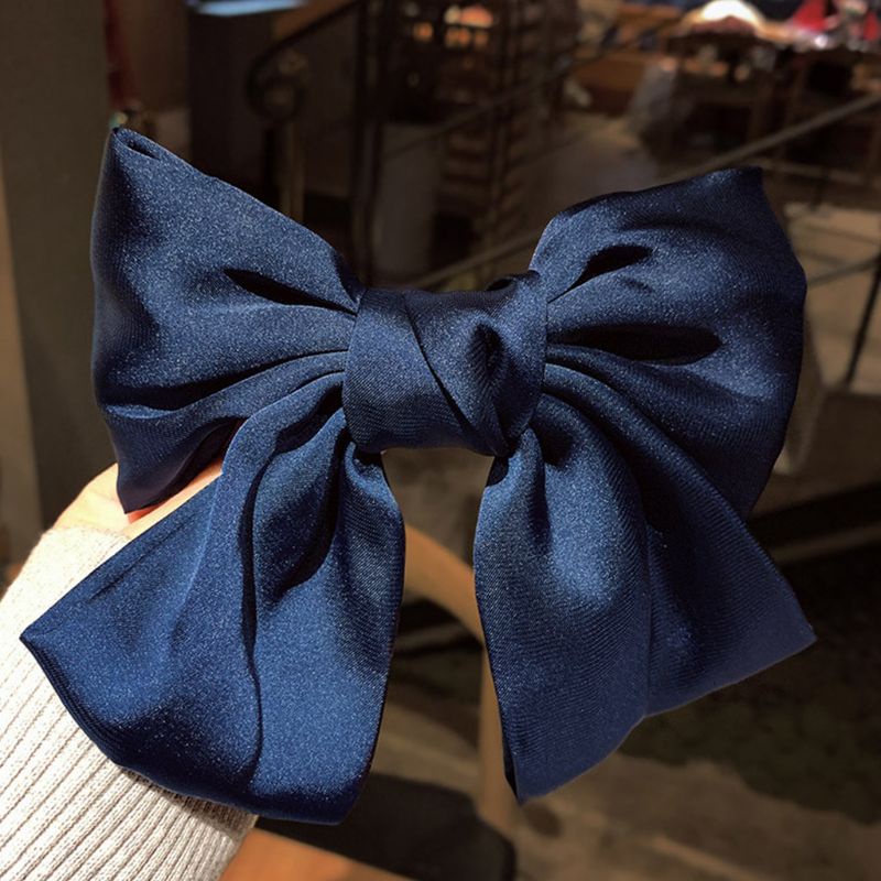 Kẹp Tóc Nơ Vải Satin Màu Trơn Phong Cách Lolita Nhật Bản