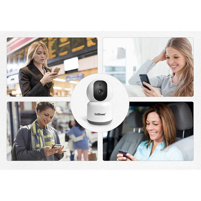 Camera giám sát Srihome SH038 - Quan sát góc 360 độ không góc chết, Có camera quay hồng ngoại, quay màu ban đêm