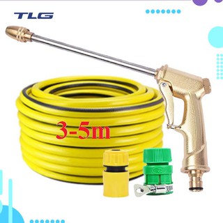 HCM Bộ dây vòi xịt nước rửa xe, tưới cây đa năng, tăng áp 3 lần, loại 3m, 5m 206701-2 đầu đồng, cút, nối, d.vàng [SKM]