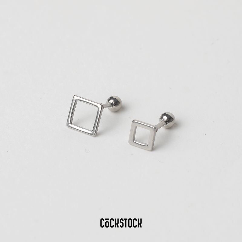 Khuyên titan tứ giác(vuông) nam nữ (bi vặn)