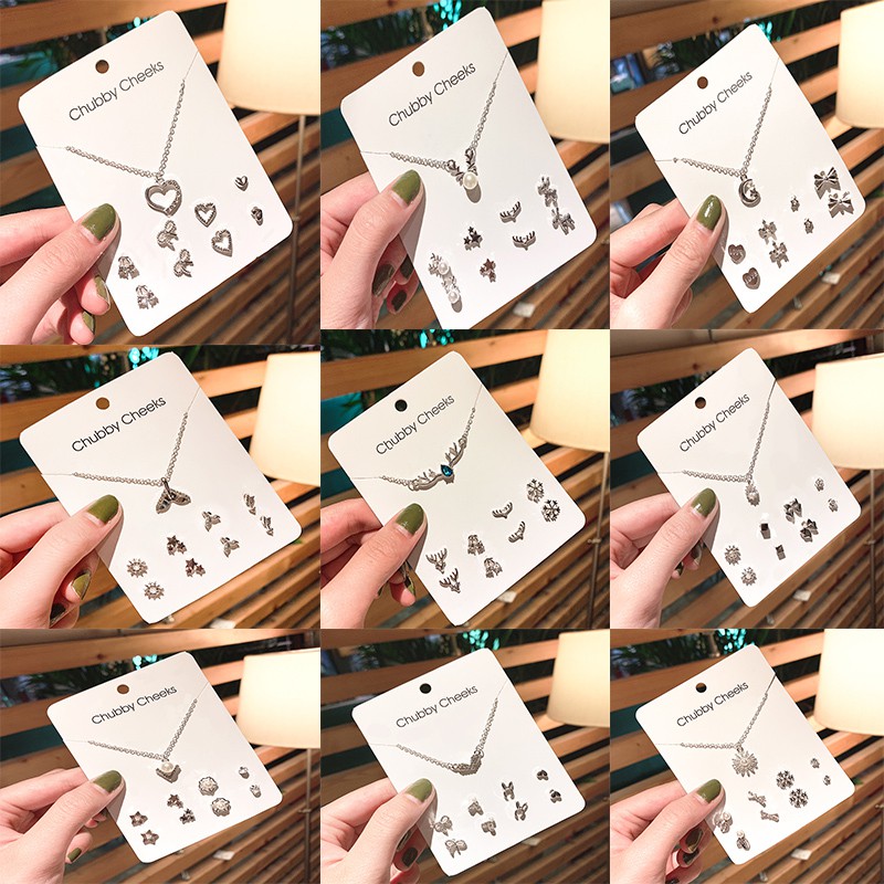 Bộ dây chuyền và khuyên tai phong cách thời trang sang trọng cho phái nữ 2021