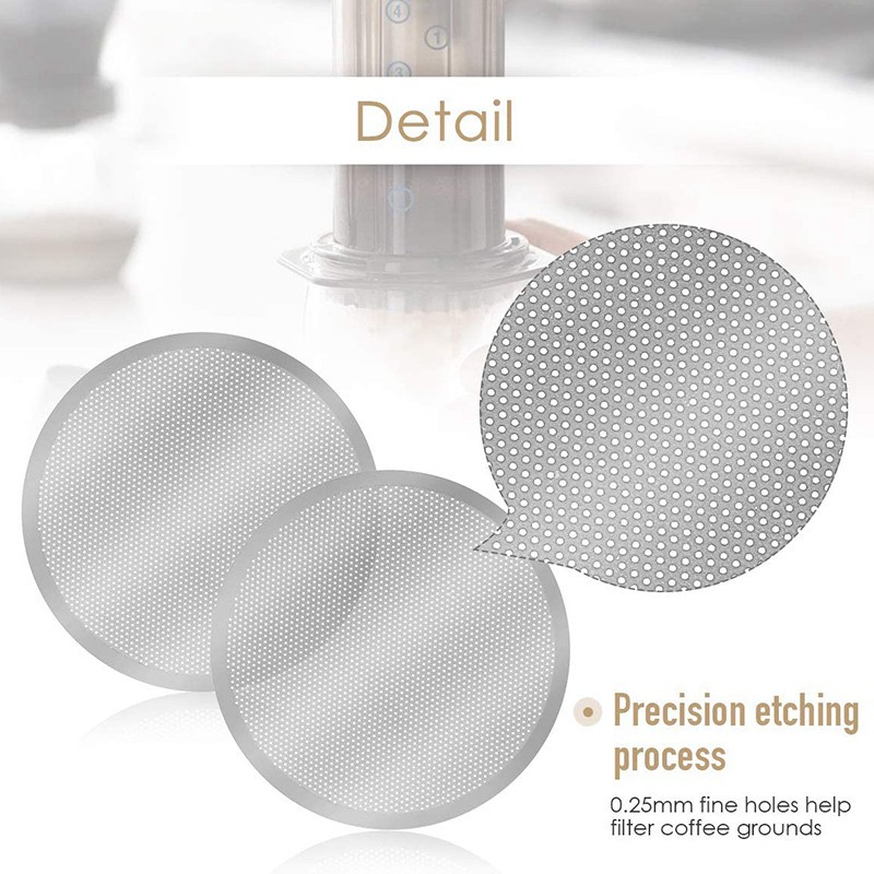 Bộ 3 Lưới Lọc Cà Phê Bằng Thép Không Gỉ Màu Bạc Cho Máy Pha Cà Phê Aeropress