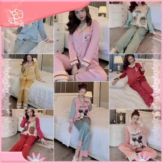 Đồ ngủ💚đồ bộ pijama - bộ lụa tay dài tiểu thư chất liệu satin