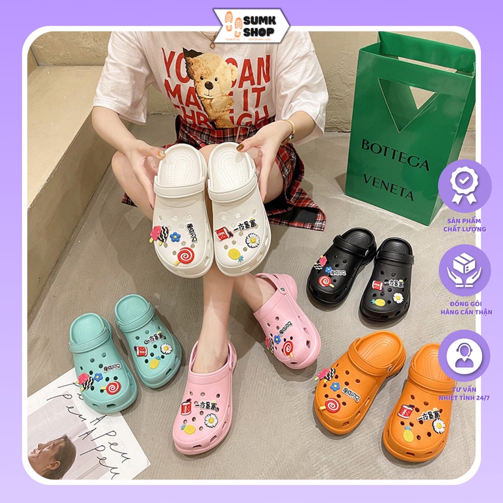 Dép Cross cực cute, chất liệu cao su non đi êm chân, có đính sticker siêu đáng yêu😍