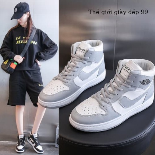 Giày nữ thể thao -  giày sneaker Jordan cao cổ có 3 màu xám, đen, hồng siêu xinh  mẫu hot trend mới nhất 2021