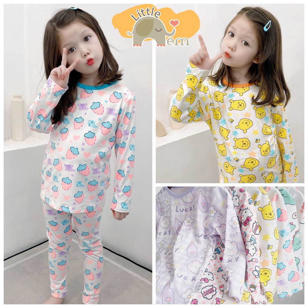 Bộ đồ bé gái Cotton xuất Nhật dài tay _ Cute Cartoon