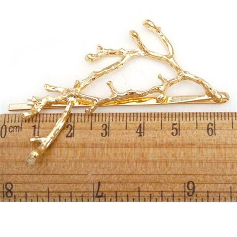 Kẹp tóc hình cành cây bằng kim loại màu vàng / bạc thời trang cho nữ
