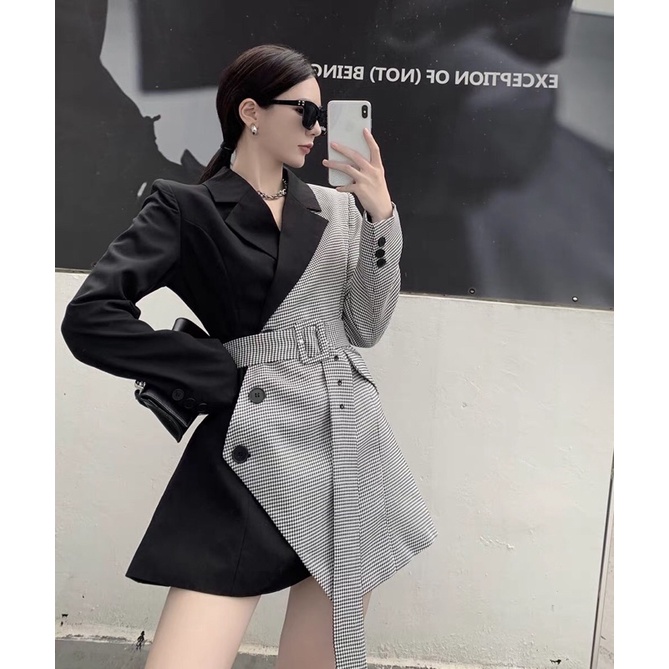 TKLIHN Áo váy Vest mix màu Ulzzang Sang Chảnh thanh lịch HOT FASHIONITA 2021