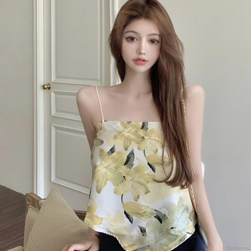 Áo yếm bằng vải voan và lụa tơ tằm in hình thời trang mùa hè cho nữ