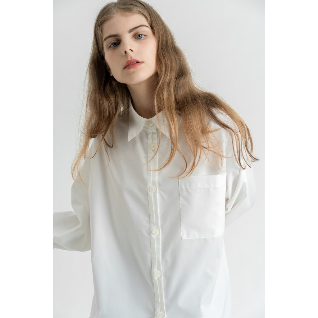 Áo sơ mi nữ KHÂU BY CQ màu trắng Oversized