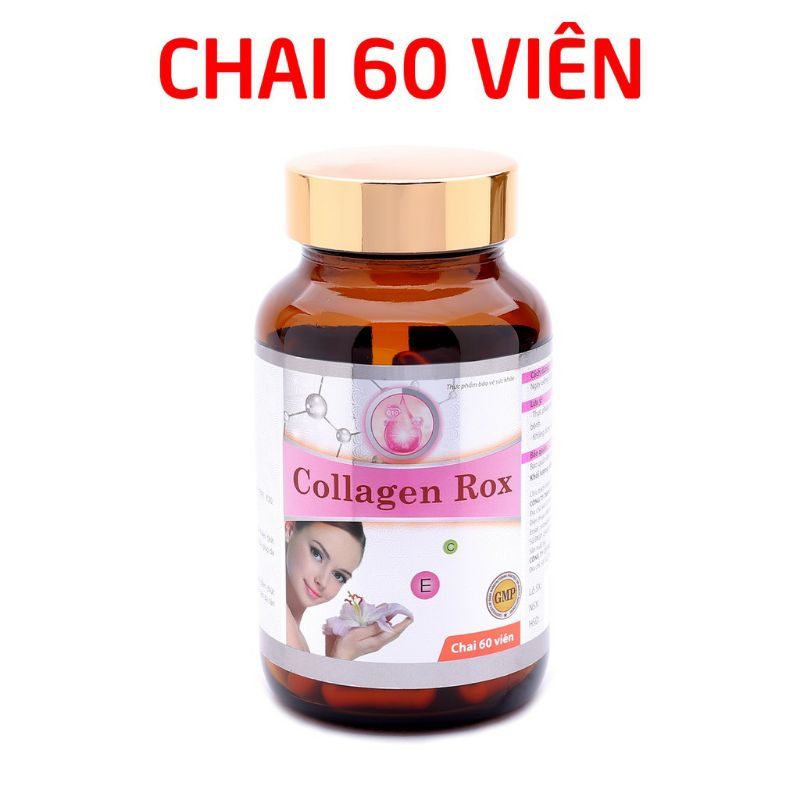 Viên uống đẹp da Collagen Rox bổ sung vitamine giúp trắng da, sáng da, giảm nám, mờ thâm - Chai 60 viên ( Hồng )